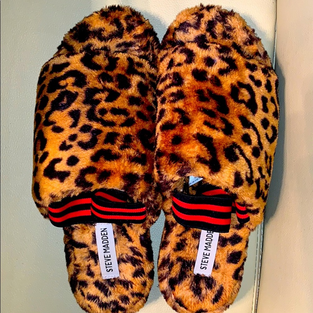 Steve Madden Leopard Fur Wedged Slipper